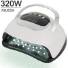 320W Sun X21 Max 72 LED LAMPAGGIO LED UV LED per smalto per chiodo gel Luce asciugatura per unghie professionale con timer Auto Sensore Nail Art Strumento 240510