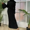 Abbigliamento etnico musulmano abaya moda nuova donna pressione crepe abito sciolto abito tacchino saudita arabia tromba slve rotonda collo lungo abito islamico w t240510