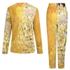Vêtements de nuit pour femmes Gustav Klimt Pajamas Portrait d'Adele Pyjama romantique Set Womens 2 Pièces Casual surdimensionné d'anniversaire surdimensionné