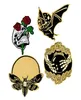 Broches broches hoseng 4pcs bat bee crâne cristal balle vintage punk broche cadeau halloween pour amis