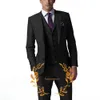 Gray Men Suit Slim Fit Formal Business Office swobodne garnitury do męskiego ślubnego smokaru jajecznika 3 sztuki kurtka