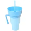 Teaware sets 1000 ml stadion tumbler multifunction snack en drink cupbekjes met stro lekbestendig 2 in 1 kleur veranderen voor kinderen volwassenen