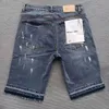 Shorts masculinos shorts shorts roxos hip hop rasgou shorts jeans ourela e ourela 816123 28-40