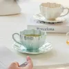 Betal Ceramic Cup Creative Simple Coffee Saucer Office Afternoon Tea Highded Drinkware Kitchen Accessoires 240429