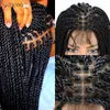 黒人女性のための26インチの編組ウィグ女神フルレース編み編み編みジャンボノットレス合成編組レースフロントウィッグ240430