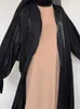 Этническая одежда Рамадан Черный атлас Мусульманский кимоно Абая Турция Ислам Ислам Скромное платье хиджаба Джалабия для женщин капель