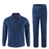 Summer Men Men Jeans uniformes conjuntos de mangas compridas algodão fino Duas peças de masculino respirável vestem de jeans resistentes Tamanho 4xl 240429