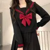 Set di abbigliamento uniforme scolastica giapponese ragazza jk cravatta rossa tre donne marinai donne sexy primavera e manica lunga autunnale