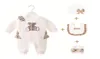 4pcs Set для новорожденных девочек -девочек Plaid Rompershatsbibsshoes весенняя осень с длинным рукавом.