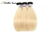 1b613 ombre bionda body onda di capelli umani raggruppamenti scuri full testa estensioni di capelli lisci virgo