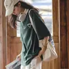 Maden Vintage Lapel College Polo à manches courtes à manches courtes pour femmes T-shirt coton de coton décontracté à grande taille