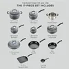 Ensemble de cuisine Oeing T-Fal Ultimate Hard Anodisé antiadhésif à 17 pièces Pots et casseroles Lav