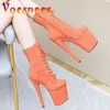 Stripper talons sexy combat fétiche 8 pouces de hauteur plate-forme de cheville bottines femmes chaussures gothiques hivernales 20cm pole orange danse