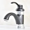 Bathroom Sink Faucets Black Silver Brass Single Handle Hole Teapot Shaped Faucet Vanity Cold Mixer Water Tap Dnf305