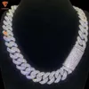 Iced Out Miami 20 mm Collier Men S925 Sliver Tow-Tone Hip Hop Diamond Bling Moisanite Cuban Link chaîne