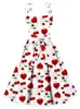 Casual Dresses 2024 Colorful Polka Dot Print Sleeveless Swing Vintage Dress Sling Retro Flare Robe Femme Pinup Pleated Runway