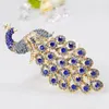 Broches scintillantes bleu cristal paon phoenix oiseau broch cravate clip badge artisan de luxe à la main