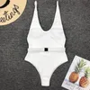 Sweetwsuit Femme Swimwear Sexy White V Coup de bain Vul de bain Body Cost Bodys Nuthage For Beach Wear Monokini 240508