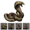 Dekorativa figurer trädgårdsdekor hantverk cobra staty prydnad zodiak orm miniatyr koppar skrivbordsdekoration te husdjur brons