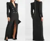 Vestido de noite preto da primavera Gold Basted Women Long Jacket Suits Ladies PROM CONSELHO DE VESTURA FORMAL DO VENDOS MADENTES MADE