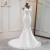 Eleganti nuovi abiti da sposa a v-collo di matrimonio Bellissimi abiti da sposa Applique sirene Vestido nodia 261G