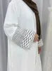 民族衣類ラマダン・イード・ホワイト・イスラム教徒の着物アバヤ・ダメン・ドバイ・トルコ・イスラム・アバヤ女性のための控えめなドレス