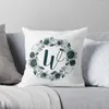 Pillow Cyan Watercolor Flower Linen Cover Upholstery Pillowcase Home Decor For Sofa Car Bedroom 40x40 45x45 50x50 60x60