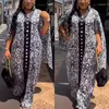 Ethnic Clothing Plus Size African Clothes For Women Summer Elegant Long Sleeve V-neck Polyester Maxi Dress Gowns Dashiki Africa