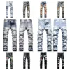 Herren Jeans Designerin Amelis Herren Jeans High Street Herren gestickt lila Jeans Damen gesticktes Hosen Extra Large Open Denim Panel Hip Hop Hop asiatische Größen 2938p