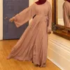Roupas étnicas personalizadas por atacado Turquia do Oriente Médio Robe básico de cor sólida tamanho grande vestido islim muçulmano hijab dubai abaya t240510