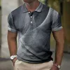 Herren Polos fein gestreifter gedruckter Herren -Polo -Hemd bequem und modisch Tennishemd Herren Sport atmungsaktives Polo -Shirt2405