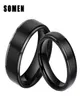 Anneaux de mariage 2pcs 6 mm 8 mm sets 100 purs Titanium Black Couple Bands Engagement Lovers Alliance Bague Homme1480005