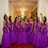Plus tailles africain sirène robes de demoiselle d'honneur une épaule volant à plusieurs niveaux de filles noires portent des robes de femme de chambre d'honneur robes invités 277i