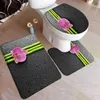 Baignoire tapis zen set Green Bamboo Bouddha Swan Pink Lotus Flowers Spa Spa Home DoorMat Bathroom Decor Floor Taps Couvercle du couvercle du couvercle de la toilette