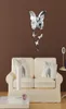 Relógios de parede Butterfly 3D Espelhado Adesivo redondo TV DIY adesivos de fundo da sala Decoração Decoração do banheiro da casa de banheiro2992923