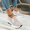 Casual Shoes Sneakers Women Wedge Sequin Mesh Breathable Female Gold Silver Platform Sneaker Height Increasing Ladies