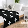 Cobertores preto e branco Padrão cruzado suíço Bobertor solto sofá gigante