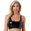 Frauen sexy wetlook glänzend Leder Push Up BH für Sex erotische Heiße Porno Tops Bodycon Damen glänzende Latexformingscheide Weste Sexi CatSuit Kostüme