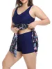 Maiô feminino feminino de tamanho grande com maiô com boyshorts malha tankini nadar vestido de duas peças de banho fluxo