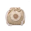 Школка Sun Flower Graphic Соломенная сумка винтажный пляж пляж женский кросс -кошелек мини Мини -цветочный декор