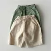 Shorts R21k 2023 Été Nouveau bébé coton pur coton bébé short décontracté coton pur short bébé pur coton pantalon préscolaire mode childrens capris bébé vêtements d240510