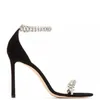 Kvinnors designer svarta sandaler skor sexig ankel rem roston hög häl sandal bröllopssko kommer med ruta 223w
