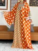 Abbigliamento etnico 2023 Summer Africa Ladys Eid abito Eid grande sciarpa in cotone Wave Point stampato floreale sciolto Boubou Maxi Islam Donne Short Slve Abaya T240510