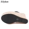 Eilyken 2024 Sexy Super 18cm Chaussures à talons hauts plate-forme coin urine Clip Toe Slide pour femmes Sandales Mule Chaussures 240429