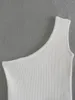 Tanques femininos Y2K 2024 Moda um ombro de malha para mulheres verão sexy sem costas espartilho branco tops ladies slim chic roupas