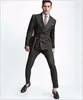 Men's Suits 2024Latest Coat Pant Designs Dark Grey Double Breasted Men Suit Groom Blazer Slim Fit Custom 2 Piece Prom Tuxedo Terno Masculino