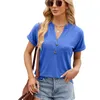 T-shirts pour femmes Femme Summer Trendy Simple Casual Fashion Button Fashion V Vin Cou Neck Short Solide Loose Playlover Tops Ropa de Mujer