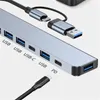 Hög kvalitet 8 i 1 USB Hub 3.0 Multiport Dock Station Type C Splitter 5W PD Adaptador för Lenovo MacBook Pro Computer Hubs Tillbehör