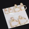 New Pearl Earrings Ear Studs For Lady Gold Letter Drop Earrings Sparkly Dangler With Box Christmas Gift