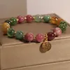 Bangle Light Luxury Vintage Chinese Style Flower Exquisite Bracelet For Women Girls Fashion Colorful Beaded Blessing Gifts